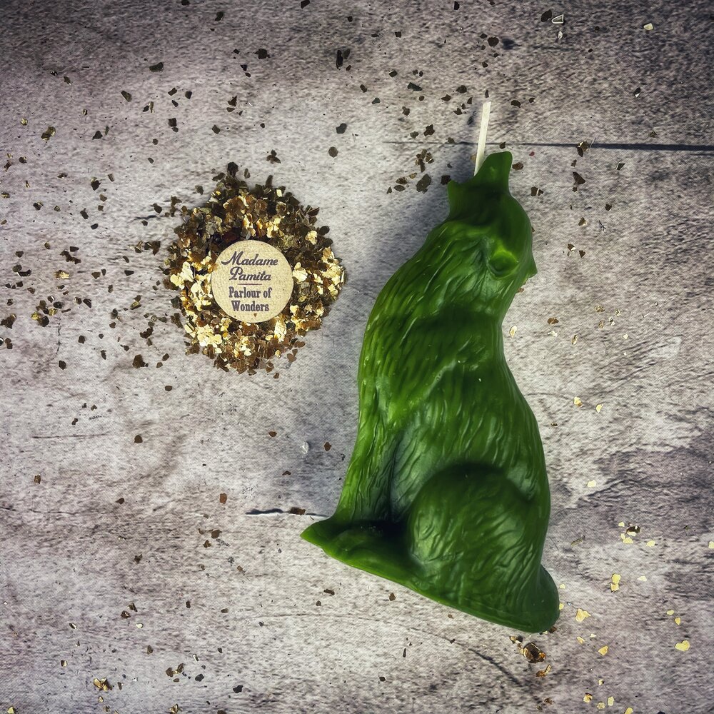 Beeswax Howling Wolf Spell Candle - Courage & Authentic Voice Magic