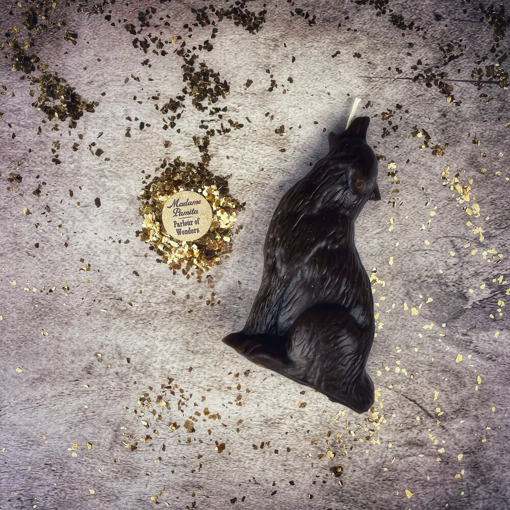 Beeswax Howling Wolf Spell Candle - Courage & Authentic Voice Magic