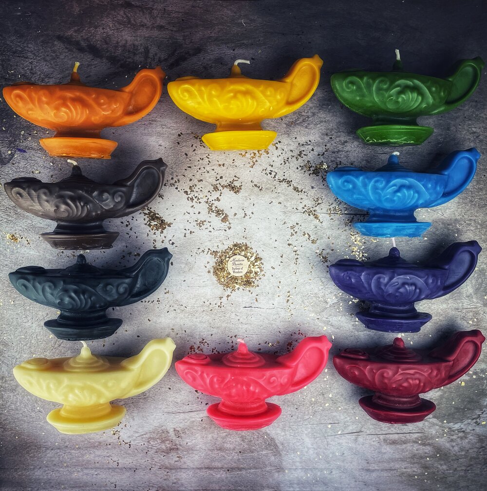 Beeswax Aladdin's Lamp Spell Candle - Wish Manifestation & Three Wishes Magic