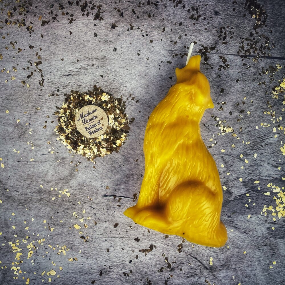 Beeswax Howling Wolf Spell Candle - Courage & Authentic Voice Magic