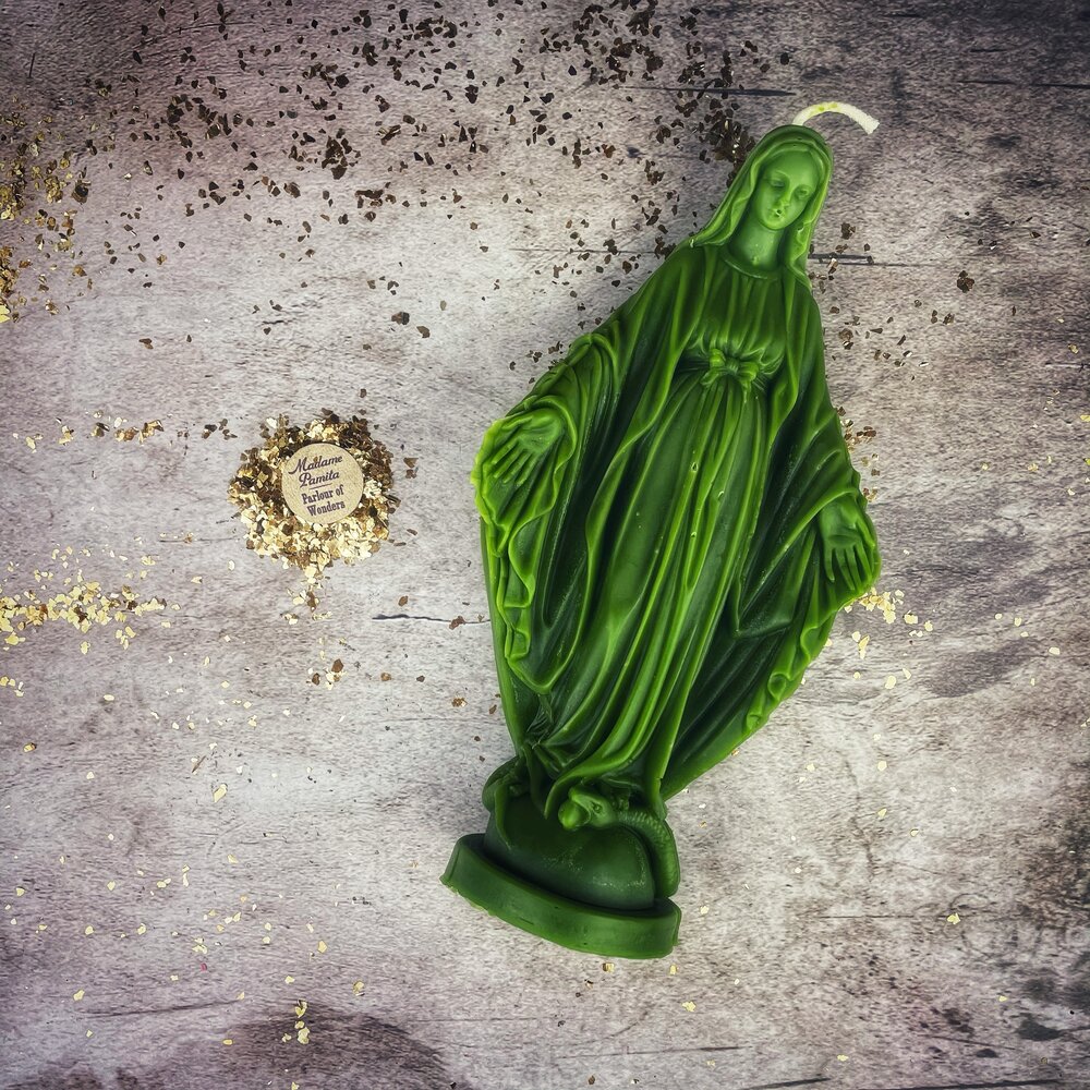 Beeswax Queen of Heaven Spell Candle - Divine Protection & Unconditional Love Magic