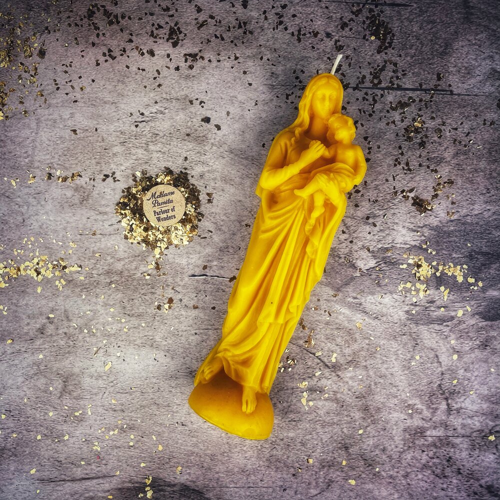 Beeswax Mother Mary Spell Candle - Divine Protection & Unconditional Love Magic
