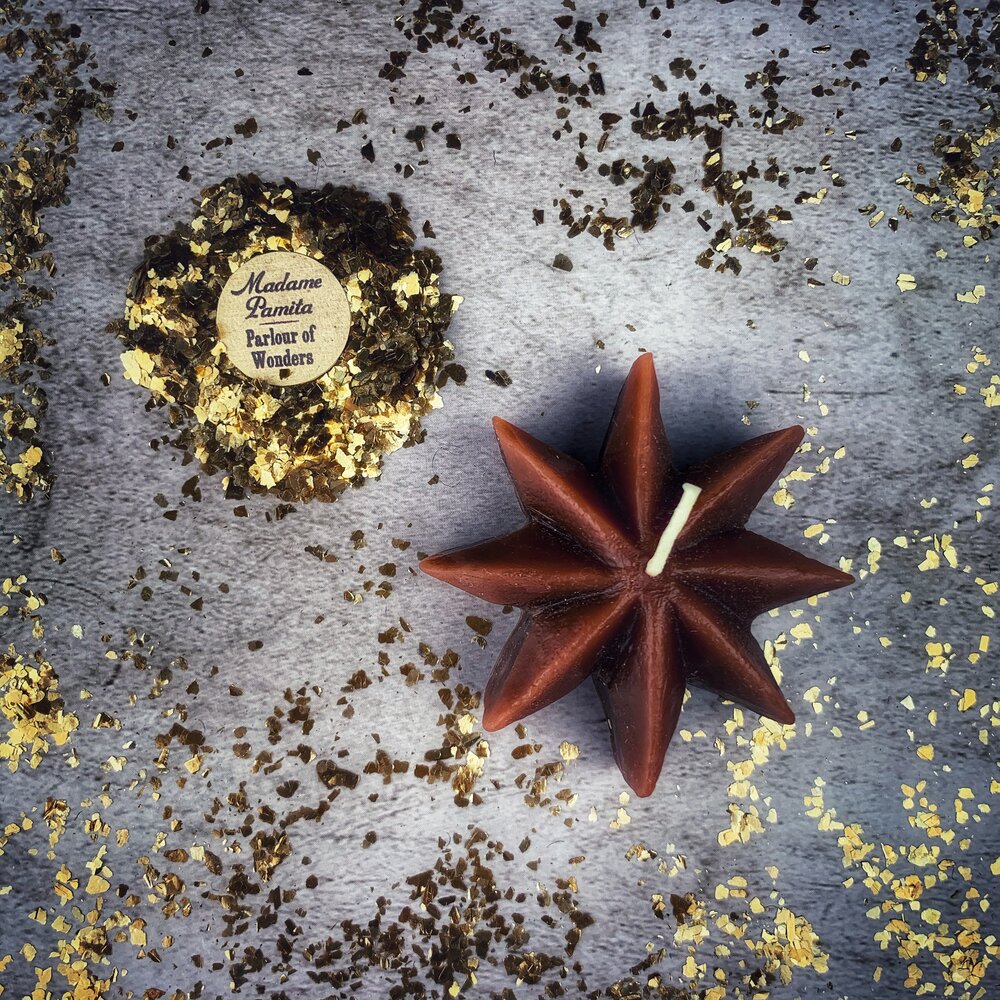 Beeswax Mystic Star Spell Candle - Manifestation & Spiritual Power Magic