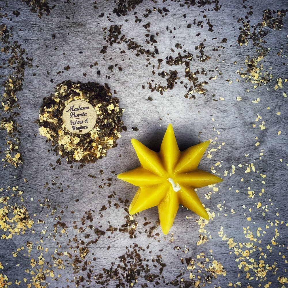 Beeswax Mystic Star Spell Candle - Manifestation & Spiritual Power Magic