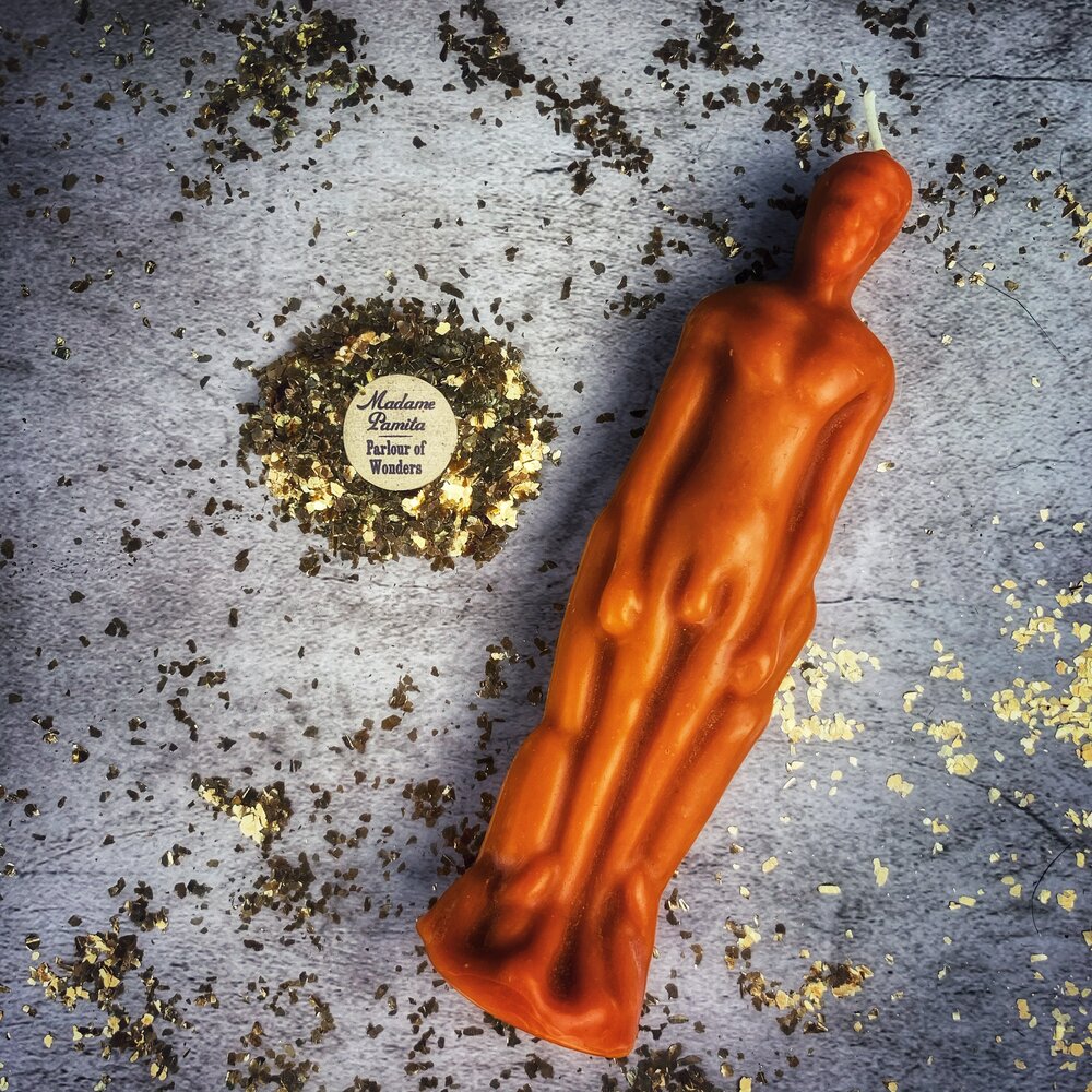 Beeswax Male Figural Spell Candle - Sympathetic Magic & Personal Power