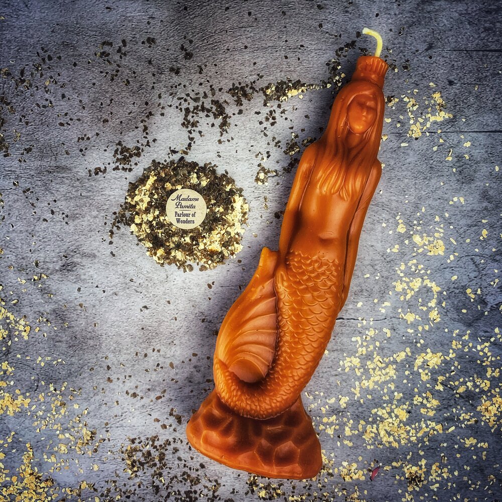 Beeswax Mermaid Magic Spell Candle - Love, Beauty & Water Goddess Magic