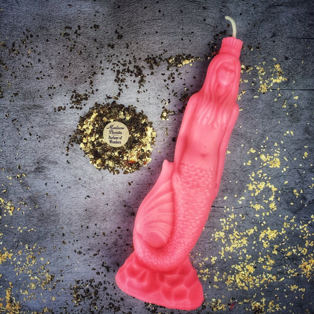 Beeswax Mermaid Magic Spell Candle - Love, Beauty & Water Goddess Magic