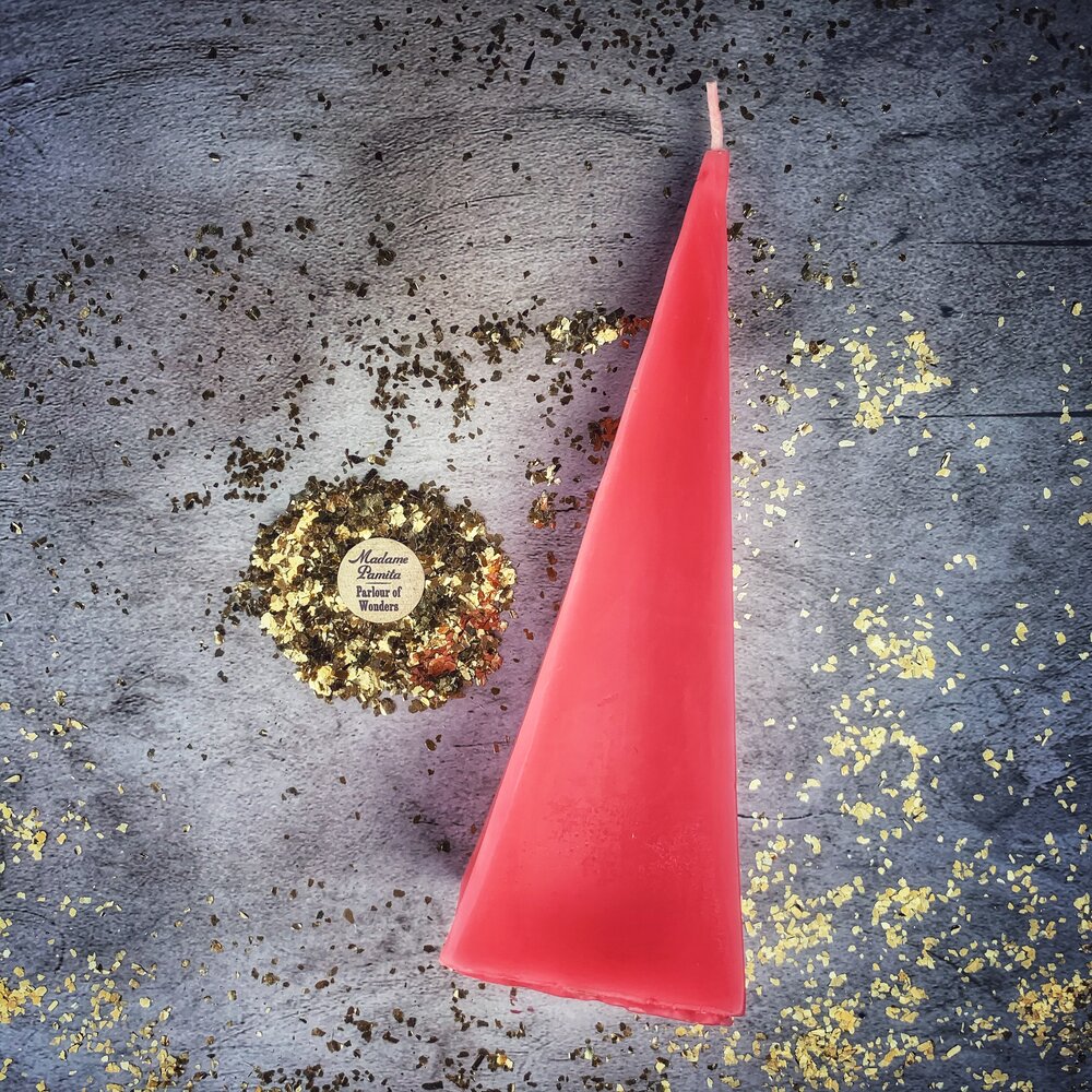 Beeswax Pyramid Spell Candle - Long-Lasting Success & Stability Magic