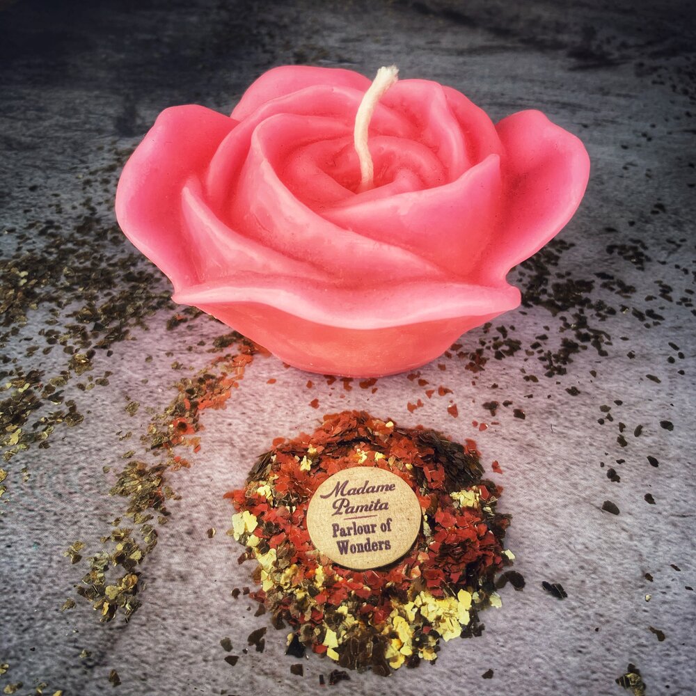 Beeswax Rose Romance Spell Candle - True Love & Soul Mate Magic