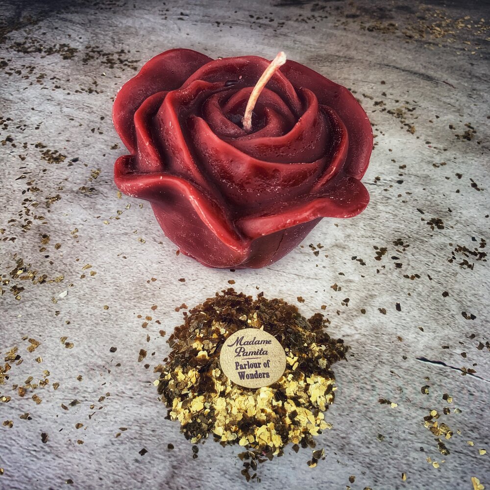 Beeswax Rose Romance Spell Candle - True Love & Soul Mate Magic