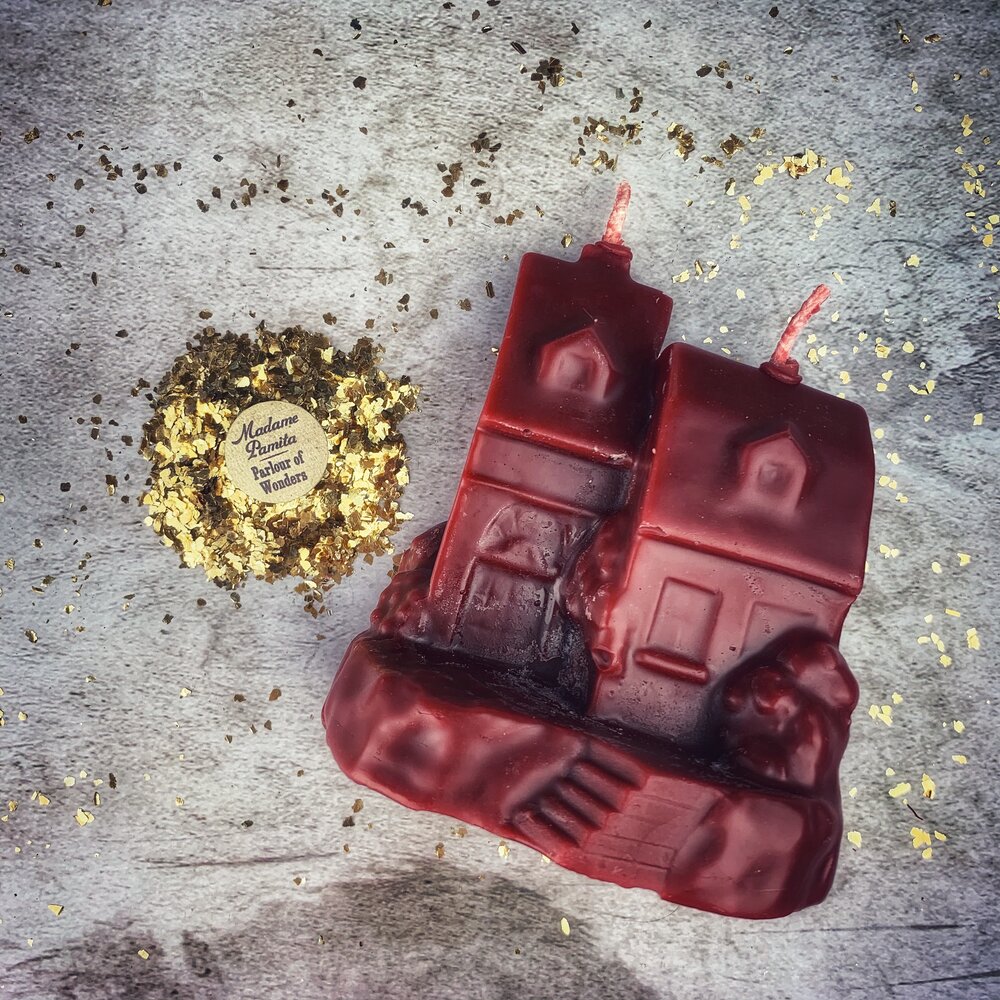 Beeswax Happy House Spell Candle - Home Protection, Harmony & Blessings Magic