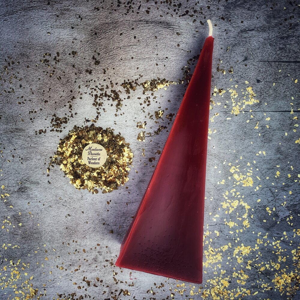 Beeswax Pyramid Spell Candle - Long-Lasting Success & Stability Magic