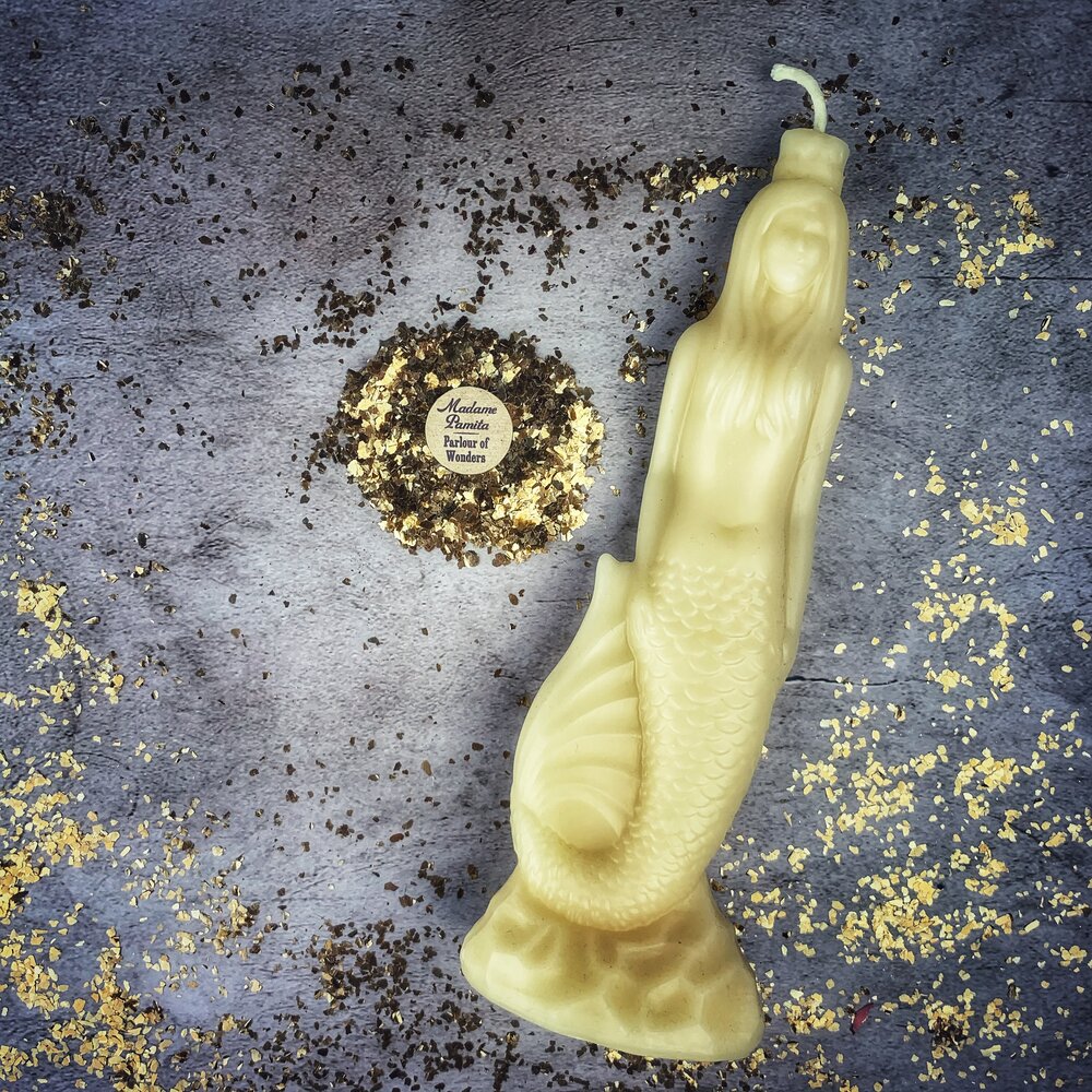 Beeswax Mermaid Magic Spell Candle - Love, Beauty & Water Goddess Magic