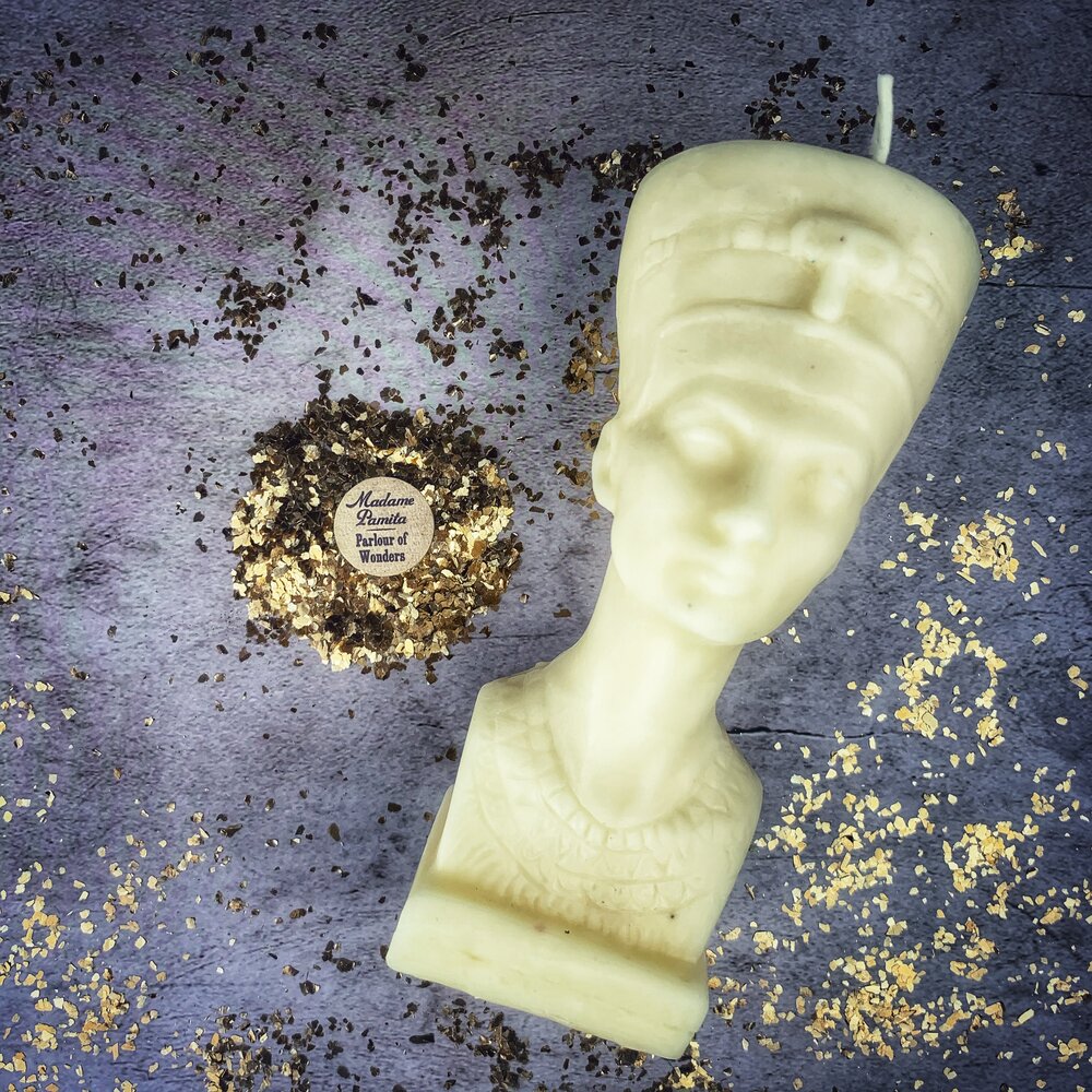 Beeswax Egyptian Queen Spell Candle - Power, Beauty & Magnetism Magic