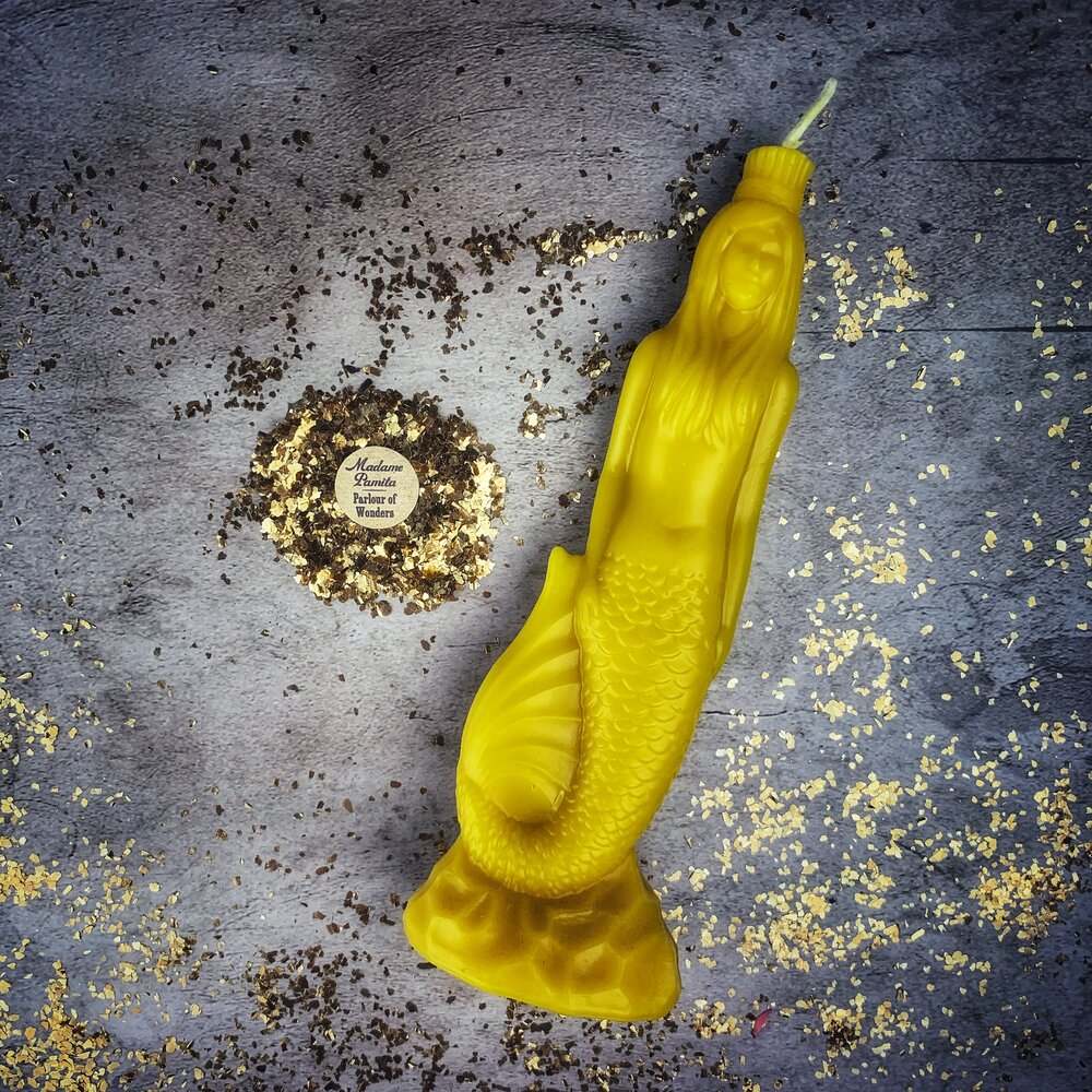 Beeswax Mermaid Magic Spell Candle - Love, Beauty & Water Goddess Magic