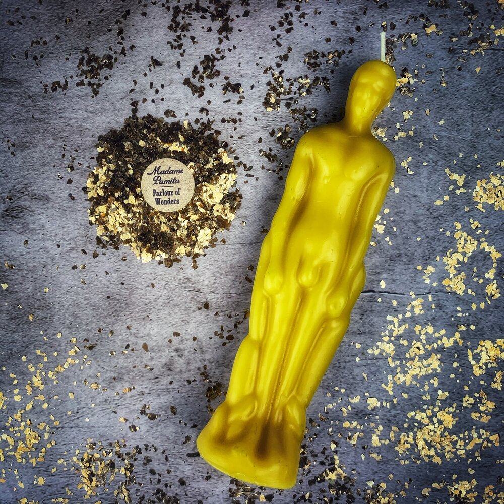 Beeswax Male Figural Spell Candle - Sympathetic Magic & Personal Power